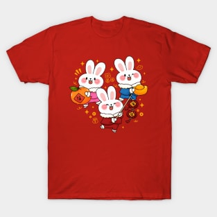 Three Bunnies Celebrate Chinese New Year T-Shirt